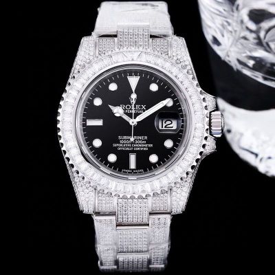 GB Factory Rolex Submariner replica with black dial Silver steel case with White diamond diameter 40mm Watch